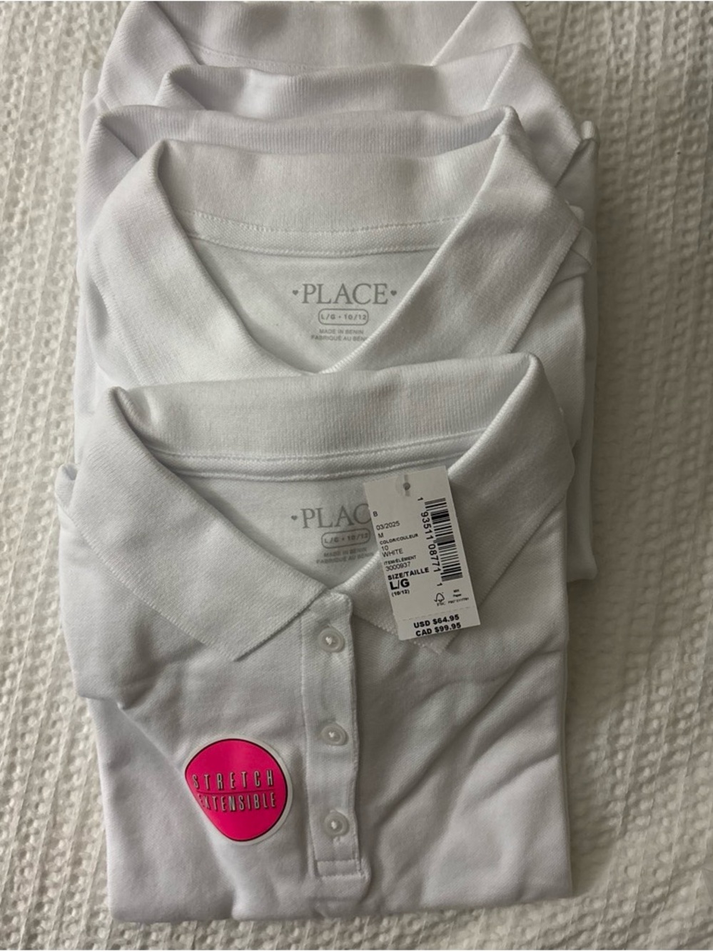 Place White Polo Shirt with Button Collar